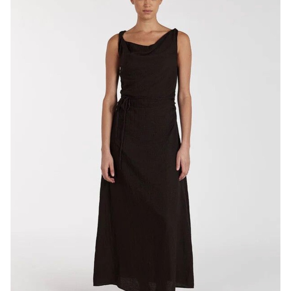 DISSH Kaden Sleeveless Brown Maxi Dress with Drape Neck